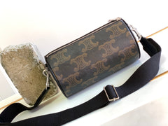 CYLINDRICAL 22 BAG BLACK BROWN COWHIDE