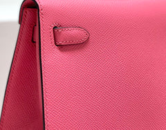 KELLY MINI 20 BAG IN WATERMELON PINK CALFSKIN WITH GOLD HARDWARE