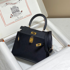 KELLY MINI 20 BAG IN BLACK CALFSKIN WITH GOLD HARDWARE