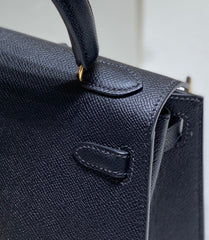 KELLY MINI 20 BAG IN BLACK CALFSKIN WITH GOLD HARDWARE