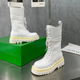 LUG LACE-UP BOOT IN WHITE CALFSKIN 7 CM