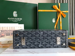 GRAND HÔTEL TRUNK BAG 24 IN GREY BLACK GOYARDINE CANVAS AND CALFSKIN