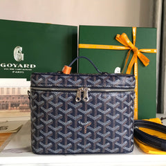 MUSE VANITY CASE 20 IN NAVY BLUE GOYARDINE CANVAS