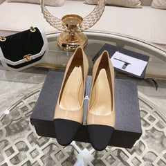 cc pump 6.5 beige black lambskin