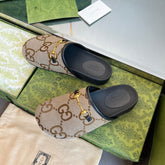 HORSEBIT MULE IN LIGHT BROWN MONOGRAM CANVAS AND BLACK LINING