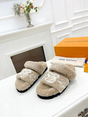 DAD SANDAL MULE IN WHEAT TAN MIX WHITE FLEECE