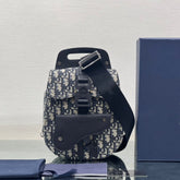 GALLOP SLING BAG 27 IN BEIGE MIX BLACK OBLIQUE JACQUARD AND CALFSKIN