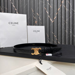 CL TRIOMPHE 25 MM BELT IN BLACK CALFSKIN GOLD HARDWARE