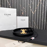 CL TRIOMPHE 25 MM BELT IN BLACK SOLF CALFSKIN GOLD HARDWARE