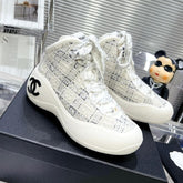 CC CANO ALTO SNEAKER IN WHITE WOOL TWEED AND RUBBER