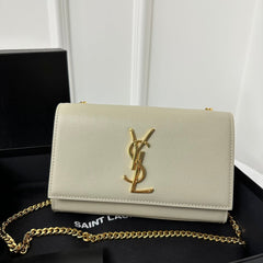 KATE 20 SMALL IN CALFSKIN WHITE WITH GOLD LOGO