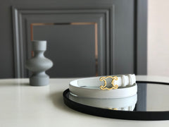 CELINE 25S BELT TRIOMPHE 25MM IN WHITE CALFSKIN 559674