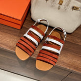 EPHESE SANDAL CARAMEL AND WHITE CALFSKIN