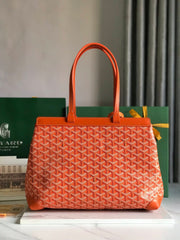 BELLECHASSE BIAUDE PM BAG 36 IN ORANGE GOYARDINE CANVAS AND CALFSKIN TRIM