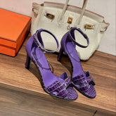 PREMIERE 115 SANDAL IN VIOLET PURPLE CROCODILE LEATHER
