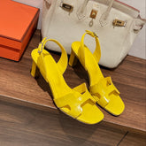 SLINGBACK ETERNITE 75 YELLOW LAMBSKIN AND CROCODILE LEATHER