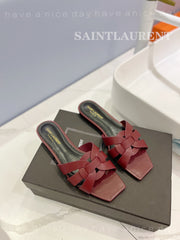 SL TRIBUTE SLIPPERS BERRY CALFSKIN