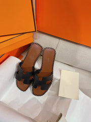 0RAN SANDAL Braided Calfskin BLACK