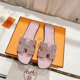 0RAN SANDALS PASTEL PINK LAMBSKIN ATTACH CRYSTAL