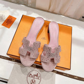 0ASIS SANDALS PASTEL PINK LAMBSKIN ATTACH CRYSTAL