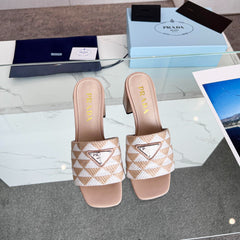 PRA EMBROIDERED SLIDES 65 BEIGE FABRIC