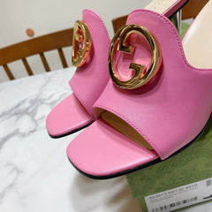GG HIGH HEELS BLONDIE 75 IN PINK LAMBSKIN WITH GOLD HARDWARE