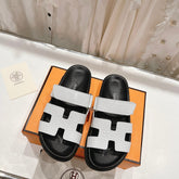 CHYPRE SANDAL BLACK AND WHITE LAMBSKIN