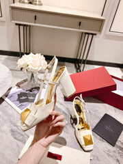 ONE STUD WHITE PATENT LEATHER LACE-UP HIGH HEELS 85 MM