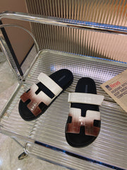 CHYPRE SANDAL OMBRE WHITE BROWN CALFSKIN