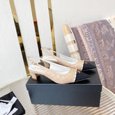 CC SLINGBACK 25S 30 MM IN BEIGE LAMBSKIN WITH SILVER HARDWARE