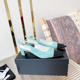 CC SLINGBACK 25S 30 MM IN PASTEL BLUE SUEDE WITH SILVER HARDWARE