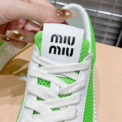 SNEAKERS THICK-SOLED SHAMROCK COLOR MESH COWHIDE