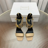 BALMAIN 25S CROSSOVER STRAP HIGH HEELS 95MM IN LIGHT BROWN CALFSKIN