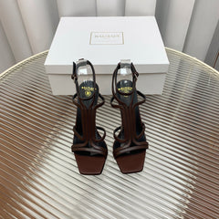 BALMAIN 25S MONETA SANDAL 95MM IN DARK BROWN CALFSKIN