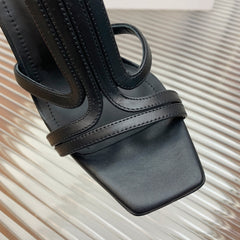 BALMAIN 25S MONETA SANDAL 95MM IN BLACK CALFSKIN