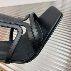 BALMAIN 25S MONETA SANDAL 95MM IN BLACK CALFSKIN