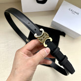 Medium Triomphe Belt 25mm Black Calfskin Ghw