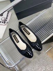 BALLET FLAT GLOSSY BLACK LAMBSKIN