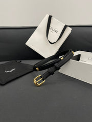 CL SMALL 18 MM TRIOMPHE BELT IN TAURILLON BLACK LEATHER GOLD HARDWARE