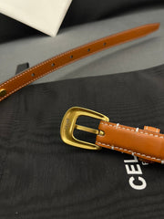 CL SMALL 18 MM TRIOMPHE BELT IN TAURILLON BRONZE BROWN LEATHER GOLD HARDWARE