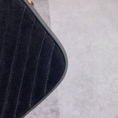 LOU CAMERA BAG 23 IN BLACK SUEDE AND CALFSKIN TRIM