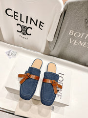 LW GATE BELTED MULE AEGEAN DENIM