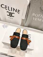 LW GATE BELTED MULE BLACK DENIM