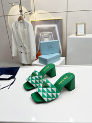 PRA EMBROIDERED SLIDES 65 GREEN FABRIC