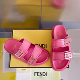 FENDI BAGUETTE DAD SANDALS IN PUNCH PINK CALFSKIN