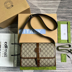 MESSENGER BAG 25 IN BEIGE CANVAS ANG BROWN CALFSKIN