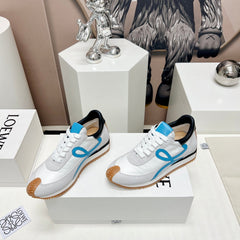 FLOW RUNNER SNEAKER IN PALE GRAY MIX BLUE SUEDE AND SHEEPSKIN