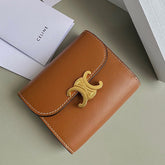 TRIPHOME 10 TRIFOLD WALLET CALFSKIN CINNAMON BROWN