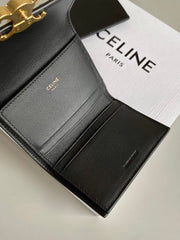 TRIOMPHE 9 WALLET TWO-IN-ONE BLACK CALFSKIN