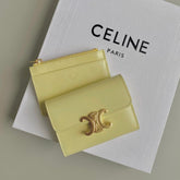 TRIOMPHE 9 WALLET TWO-IN-ONE YELLOW PASTEL CALFSKIN